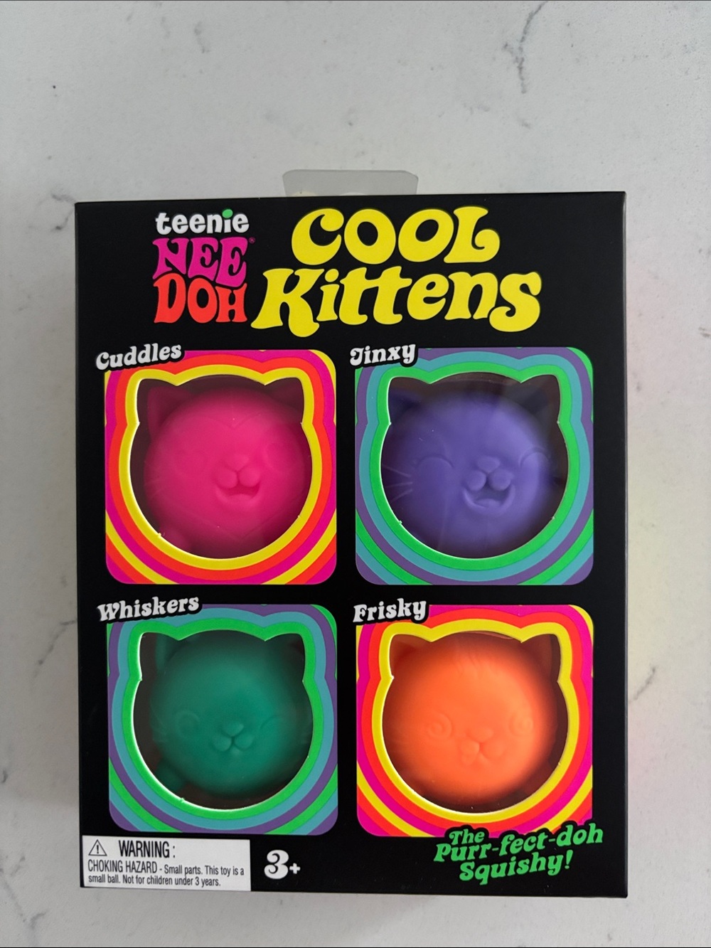 Needoh Cool Kittens Squishy Set - Pink, Purple, Green, Orange